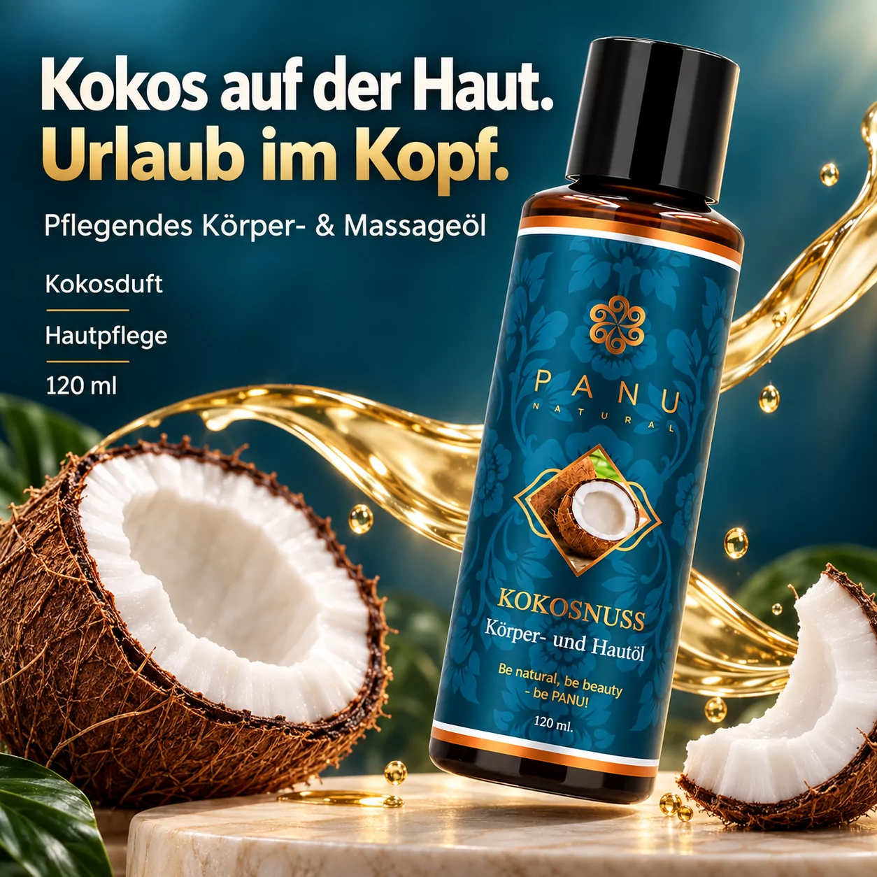PANU Massageöl Markeninszenierung